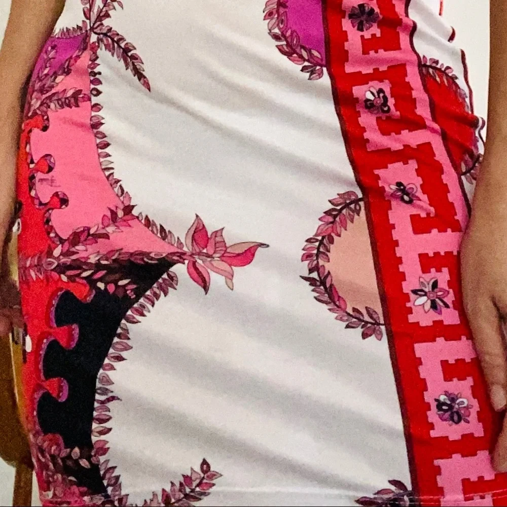 Emilio Pucci white pink red geometric print dress - Picture 15 of 16